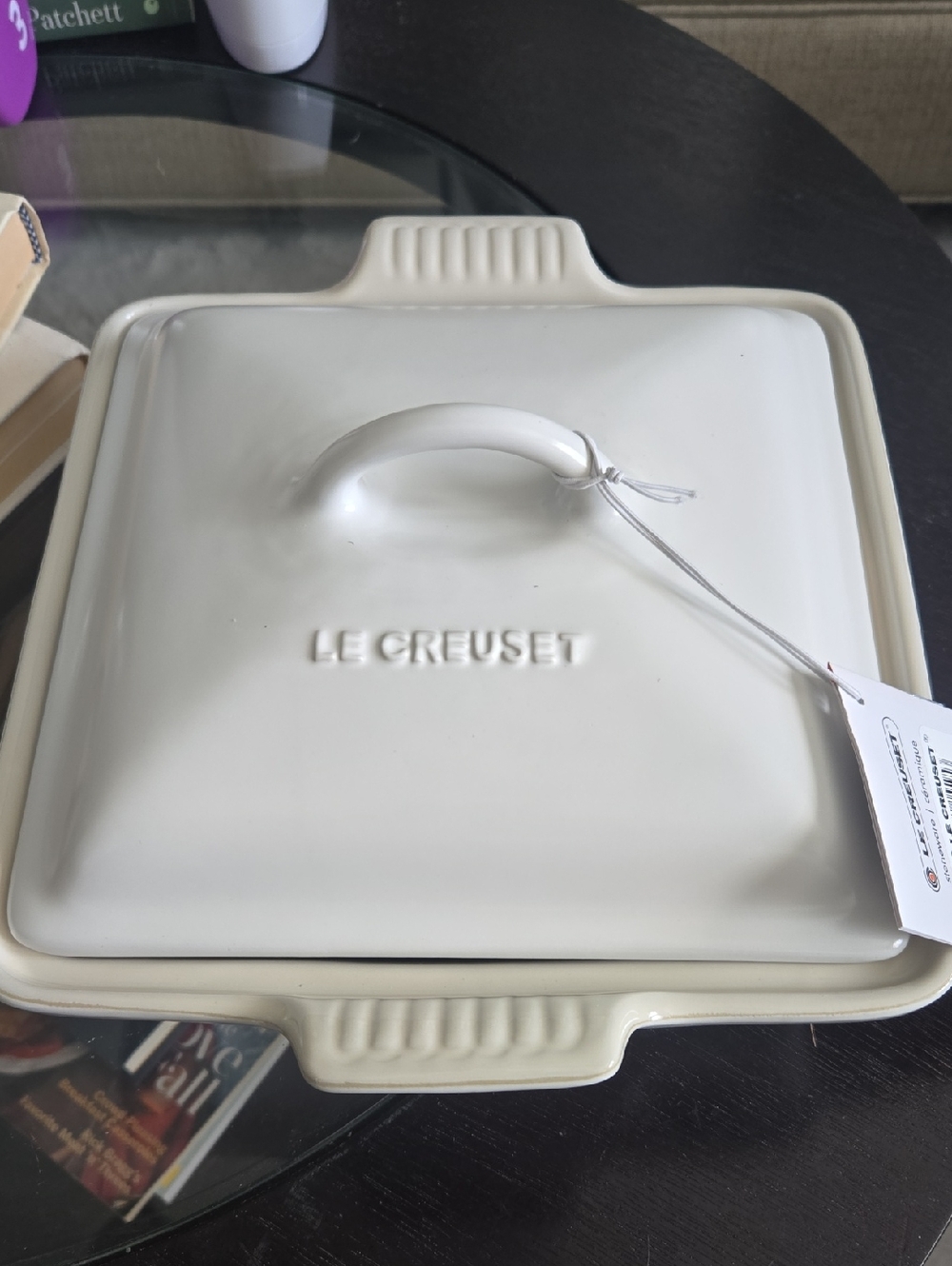 Le Creuset Cream Square Ceramic Covered Casserole Dish
